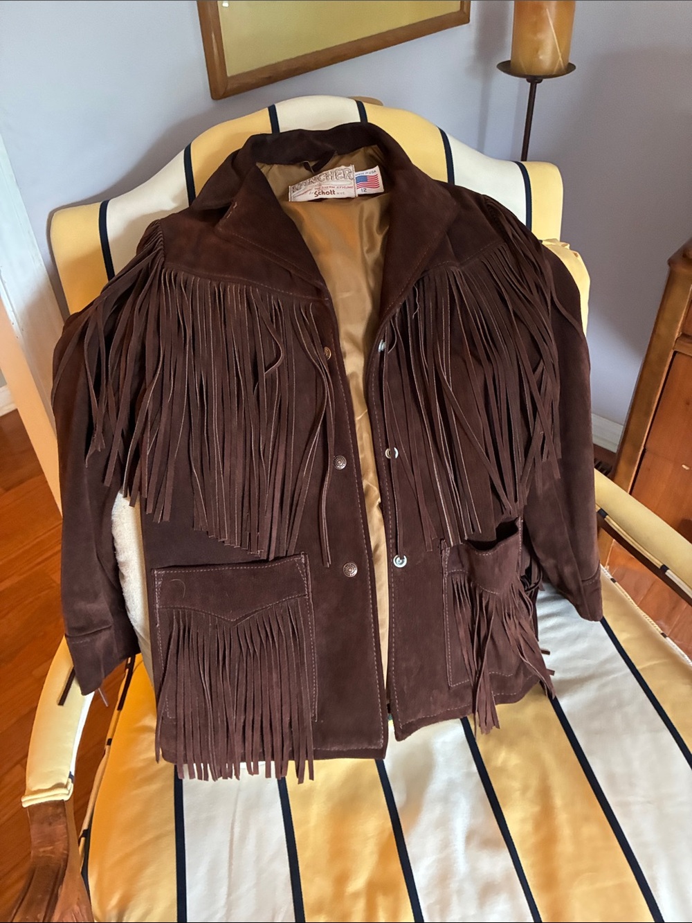 Vintage Brown Suede Fringe Jacket